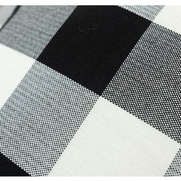 Classic Black/White Gingham Pompom Farmhouse Preppy Throw Pillow Cover Twin Set - Picture 6 of 10